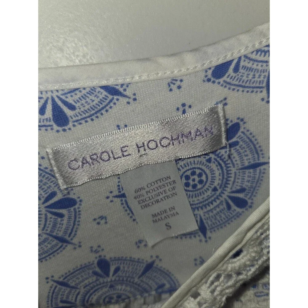 Carole Hochman Light Blue Floral Cotton Sleep Dress Nightgown